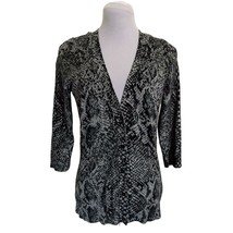 New York &amp; Company Animal Print 3/4 Sleeves Sweater Black/Gray Women&#39;s S... - £7.08 GBP