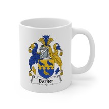 Barker Coffee Mug Coat of Arms Family Crest (11oz, 15oz) - £11.11 GBP+