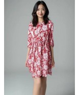 Handmade Women&#39;s Red Block Print Summer Dress, Floral Print Boho Long Ma... - $44.99