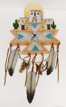 Native Tribal Thunderbird Wall Clock Southwestern Feathers Beads Adobe 17.5&quot; - £46.97 GBP