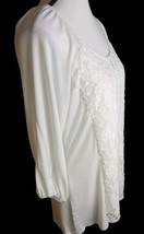 Shannon Ford New York Blouse Size L White Lace Front/Back 3/4 Sleeve - £10.27 GBP