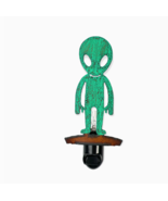 Creepy Alien Night Light Recycled Iron Hand Painted UFO Flying Saucer Kids - $28.95