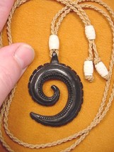 (IBP-08) Maori Style Circle Of Life Fish Hook Aceh Bovine Horn Pendant Necklace - £14.62 GBP