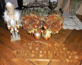 6&quot; Amber Jeweled Pine Cone Balls Nut Cracker Acorn Nut Ornament Christma... - $26.71