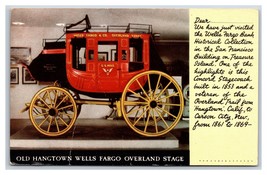 Hangtown Wells Fargo Overland Stage Old Timer Car UNP Chrome Postcard D21 - £1.51 GBP