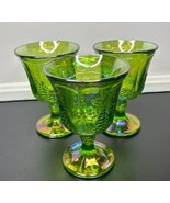 Indiana Colony Green Carnival Glass Harvest Grape Wine Glasses Set Iride... - £32.68 GBP