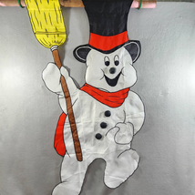 SNOWMAN &amp; BROOM Garden Flag Banner Double Sided Appliqued Yard Art 22&quot;x4... - $9.05