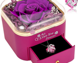 Mothers Day Gifts for Mom Wife, Preserved Purple Real Rose with Necklace... - $27.91