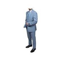 Mens DKNY 100% Wool Two Button Notch Lapel Slim fit Shark Texture 1393 Sky Blue image 2