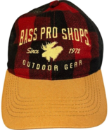 bass pro shops red buffalo plaid flannel mesh back hat moose canadian ma... - $222.27 MXN