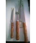 Wooden Handle Knife, Serving Fork and Steak Knife - $27.44 CAD