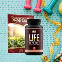 LIFE  Capsules + 1 Weeks Supply Detox Tea Organic Healthy Cleansing Formula - $107.59