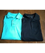 Lot of 2 Men&#39;s Golf Performance Shirts Black Aqua Solid Sz Large L -  FR... - $299.12 MXN