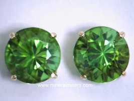 Flawless Green Tourmaline Earrings, Round Facet Tourmaline, Natural Color Green - £1,404.69 GBP