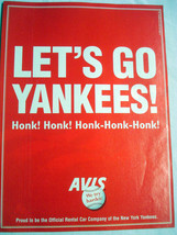 2003 Avis Ad Let&#39;s Go Yankees! Official Rental Car Company of the N.Y. Y... - $7.99