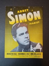 Abby Simon Pianist Orchestra Hall November 3 1947 Program Overleaf - $436.70 MXN