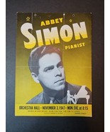 Abby Simon Pianist Orchestra Hall November 3 1947 Program Overleaf - $436.70 MXN