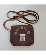 ITALY Brown Leather Crossbody Bag Purse Silver Tone Embellishments Small... - £14.88 GBP