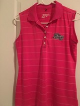 Nike Women&#39;s White Striped Sleeveless Polo Shirt Top HPU Pink Size Medium - $40.16