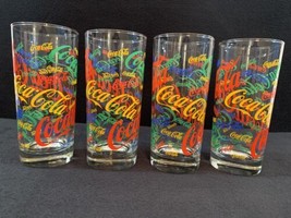 MINT! 4 Coca Cola Drinking Glasses 14 oz. Indiana Glass Co Cups - $16.65