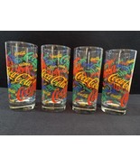 MINT! 4 Coca Cola Drinking Glasses 14 oz. Indiana Glass Co Cups - £12.44 GBP