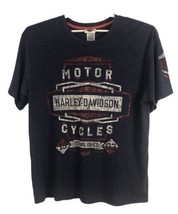 Harley Davidson Mens Shirt Size L Large Blue Short Sleeve Mike Bruno&#39;s B... - £15.35 GBP