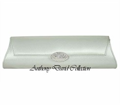 Anthony David Silver Gray Satin Envelope Clutch Evening Bag - £46.94 GBP
