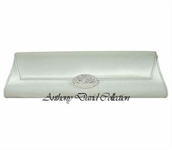 Anthony David Silver Gray Satin Envelope Clutch Evening Bag - £46.91 GBP