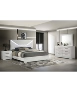 Elara Queen Gray 4-Pcs Two-Tone Gloss Marble Lacquer LED Bedroom Set NJ - $40,026.66 MXN