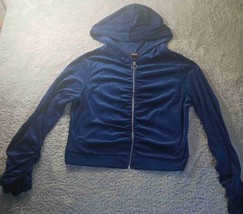 Arabella Velvet Velour Full Zip Ruched Hoodie Womens 2X Track Jacket Y2K Retro - £18.50 GBP