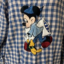 Vintage Disney World Plaid Flannel Pajama Shirt Sz S/M Sleep Mickey Mouse Nighty - £27.97 GBP