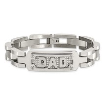 Men&#39;s Stainless Steel Polished DAD Bracelet - £110.96 GBP