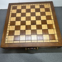 Vintage Wooden Backgammon Chess Checker Board Storage Game large 41cmx41cm - £139.81 GBP