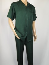 Men 2pc Walking Leisure Suit Short Sleeves By DREAMS 256-24 Hunter Green image 2