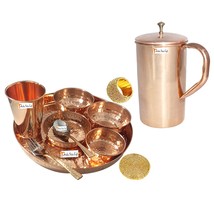 Prisha India Craft ® Traditional Indian Dinnerware Pure Copper Dinner Set of Tha - £74.42 GBP+