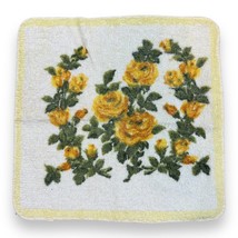 Vintage 60s Fashion Manor JCPenney Yellow Floral Rose Picture Wash Cloth Bath - £14.64 GBP