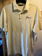 Travis Mathew Shirt Mens M Short Sleeve Button Polo Solid Yellow Rainmaker Logo - £9.45 GBP