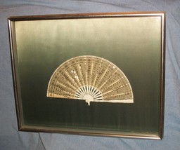 Old Silk Hand Fan Antique Early 1800s Elegant Abaniko Mai Ogi Sensu Framed Glass - £583.52 GBP