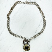 Jessica Simpson Silver Tone Rhinestone Pendant Chain Link Necklace - £5.44 GBP