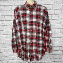 Vintage Members Only Long Sleeve Plaid Flannel Shirt Size XL Tall Red Wh... - £19.63 GBP