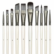 Paint Brushes for Art Acrylic Oil Artist Canvas Synthetic Nylon Tips 10 Pack Set - £22.65 GBP