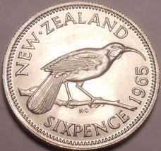 Edelstein UNC Neuseeland 1965 6 Pence ~ Letzte Jahr Ever Minted ~ Hula V... - £3.25 GBP