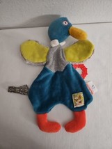 Moulin Roty Les Cousins Du Moulin Duck Baby Security Blanket Flat Body Blue - $29.58