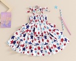 NEW 4th of July Patriotic Stars Girls Smocked Sleeveless Ruffle Dress - $5.99+