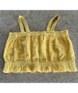 Zara Yellow Cotton Camisole Crop Top With Elastic Around Chest &amp; Waist (... - $16.83