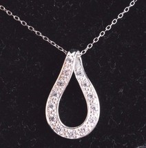 18&quot; Sterling Silver Twist Oval Open with Cubic Zirconia Trimmed Pendant Necklace - $11.11