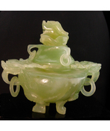 Antique Jade Chinese Foo Dog Dragon Incense Burner hand carved footed st... - £176.99 GBP