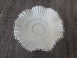 Fenton Milk Glass Silver Crest Ruffle Double Crimped Ruffle Wedding Bowl... - $43.21