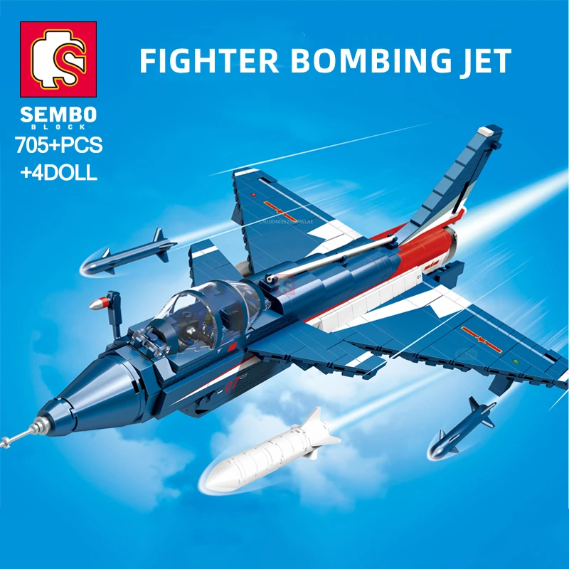 SEMBO Fighter Bombing Airplane Building Blocks Airforce Navy Jet World War Ar - £96.84 GBP