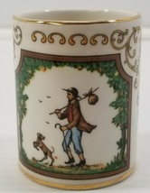 VC) Vintage AUR Gold Tone Man Woman Nomad Dog Small Shot Glass Cup Demit... - $19.79